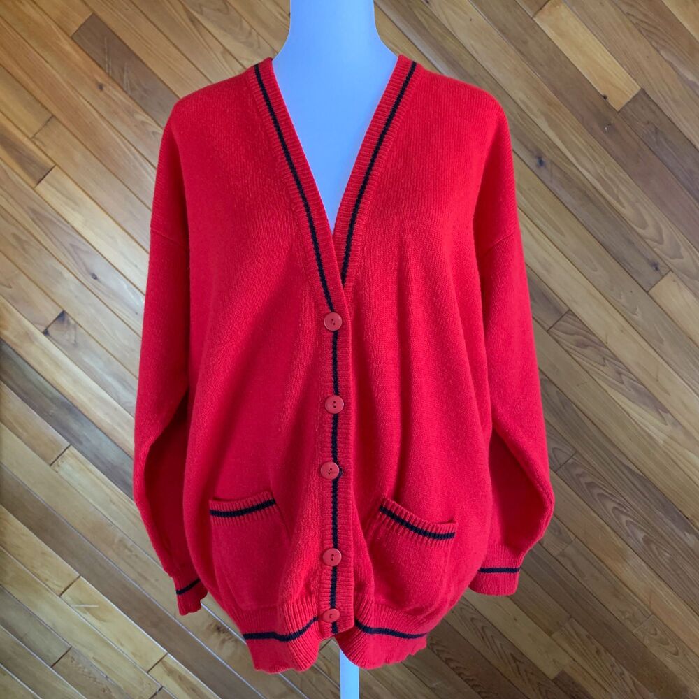 Vintage 80s Red and Black Collegiate Inspired Sweater